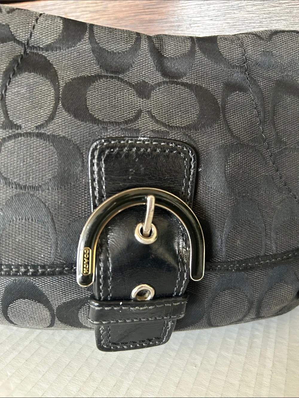 Coach Black Signature Canvas Crossbody with Buckle Detail
